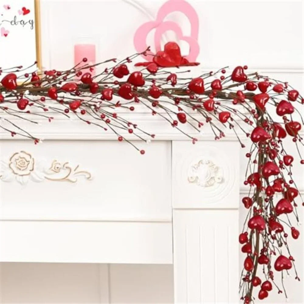 6 Ft Valentine's Day Garland for Mantel, Valentines Day Centerpiece for Table